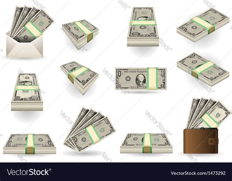 Full Set Of One Dollar Banknotes Royalty Free Vector Image