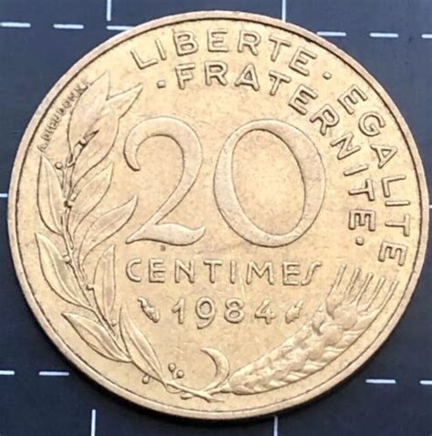 1984 20 Centimes Coin France Republique Francaise Liberte Egalite