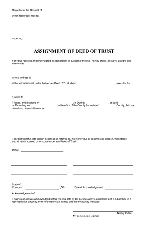 Meaning of deed of assignment in english. Assignment of Deed of Trust