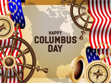 Premium Vector Happy Columbus Day Poster Illustration