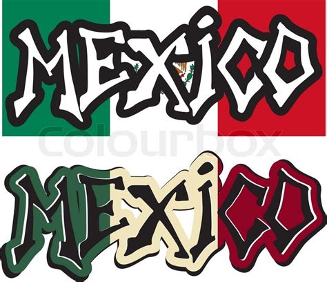 Mexico Word Graffiti Different Style Stock Vector