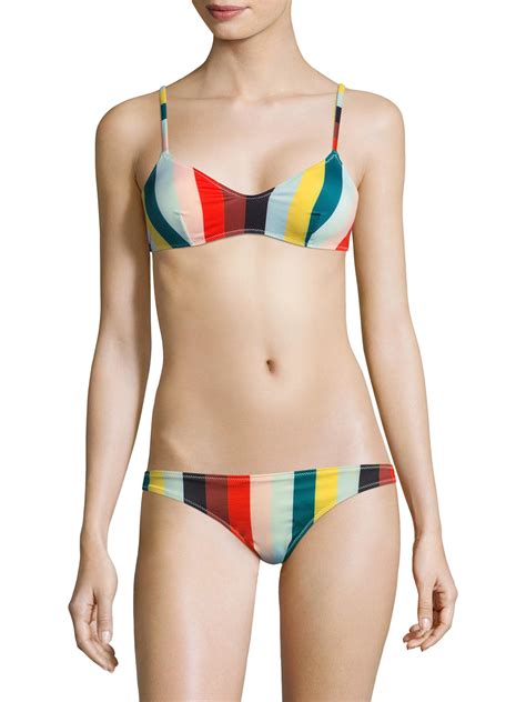 Lyst Solid Striped Rachel Bikini Top