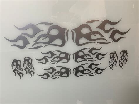 Motorcycle Or Vehicle Vinyl Flame Graphic Decal Kit Metalic Silver Etsy