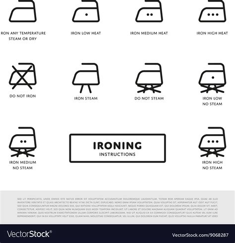 Laundry Ironing Symbols Icon Set Royalty Free Vector Image