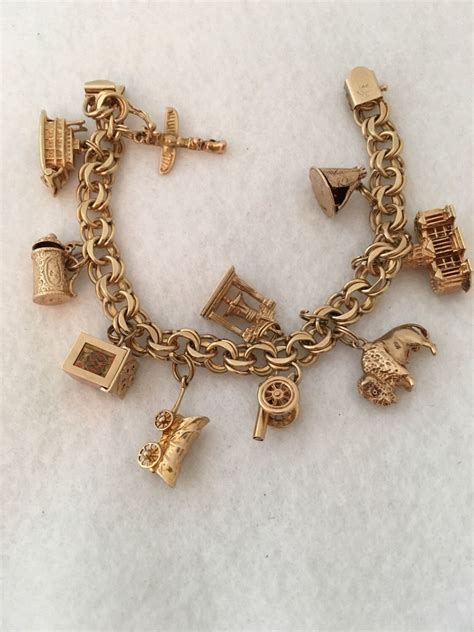 14k Gold Heavy Solid Charm Bracelet 615 Grams Etsy Charm Bracelet
