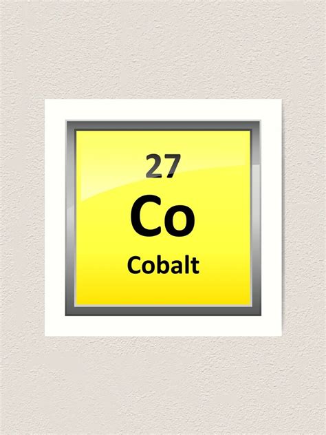 Cobalt Element Symbol Periodic Table Art Print By Sciencenotes
