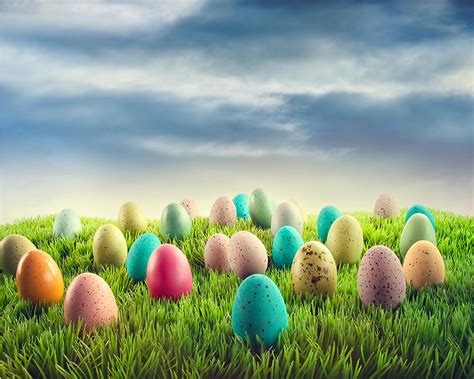 Easter Eggs Grass Sky Photography Background Backdrops For Photo Studio
