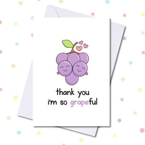 Thank You Im So Grapeful Greetings Card Thank You Etsy