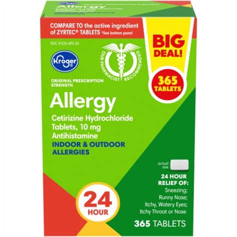 Kroger® Cetirizine Hcl 24 Hour Indoor And Outdoor Allergy Tablets 10mg