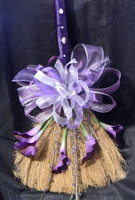 Purple Passion Decorative Wedding Broom With Purple Calla Lillies And