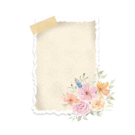 Scrapbook Paper With Lovely Watercolor Flower Bouquet Note Paper