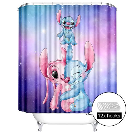 Lilo Stitch Cartoon Shower Curtains For Winter Bath Bathroom Decors Home Fabric Waterproof
