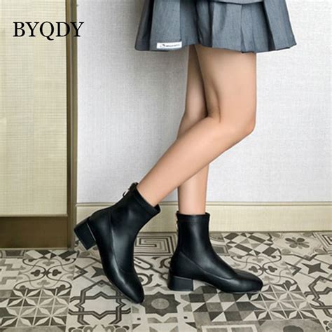 byqdy luxury fashion zipper boots woman winter boots thick high heels long boots round slip on