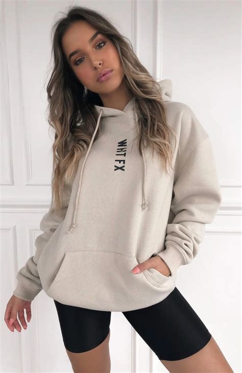 All In Oversized Hoodie Sand White Fox Boutique Au Hoodies Comfy