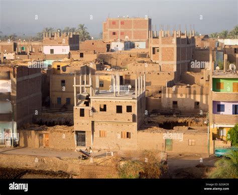 Typical Egyptian Houses On The West Bank Of The River Nile In Luxor