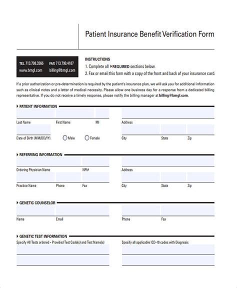 Availing our dental insurance verification service would relieve you from the headache of getting verification done and will let you maximize your reimbursements and minimize your denials ratio. FREE 17+ Sample Insurance Verification Forms in PDF | MS Word