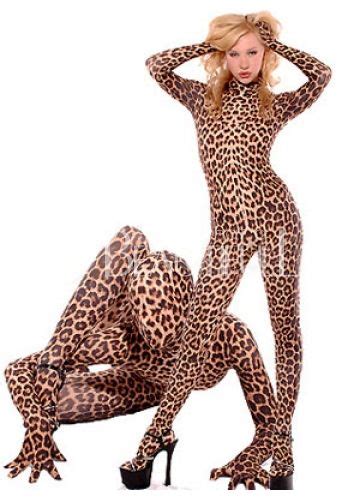 Leopard Lycra Spandex Catsuit Catsuit Outfit Full Body Suit Bodysuit Costume
