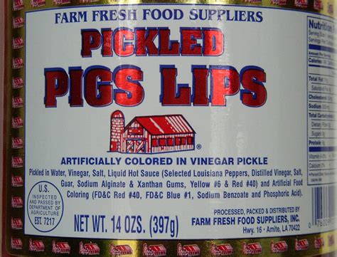 Farm Fresh Food Suppliers Pickled Pigs Lips 14 Oz
