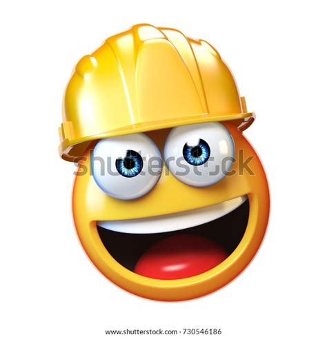 Emoji Construction Worker Isolated On White ภาพประกอบสต็อก 730546186