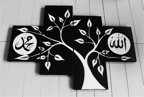 Kaligrafi kufi timbul kalimat allah muhammad. Jual Promo - Lukisan Dinding Kaligrafi Pohon Hitam Putih ...