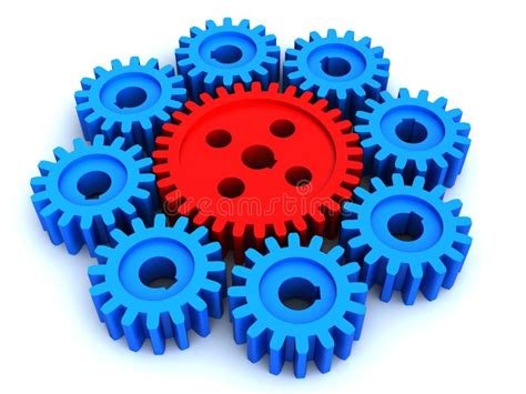 One Big Gear And Eight Small Gears Stock Illustration Illustration Of