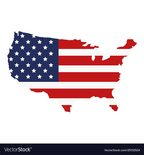 Map With United States America Flag Royalty Free Vector