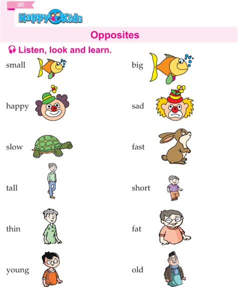 Free preschool and kindergarten worksheets. Kindergarten English Opposites | Preschool