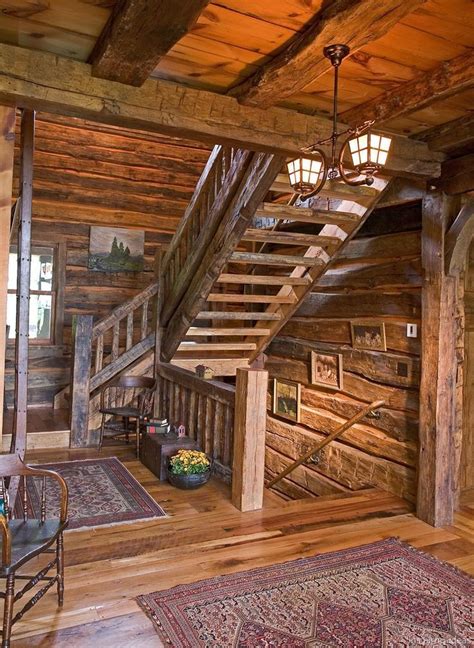 19 rustic log cabin homes design ideas | Rustic stairs, Rustic staircase, Rustic house
