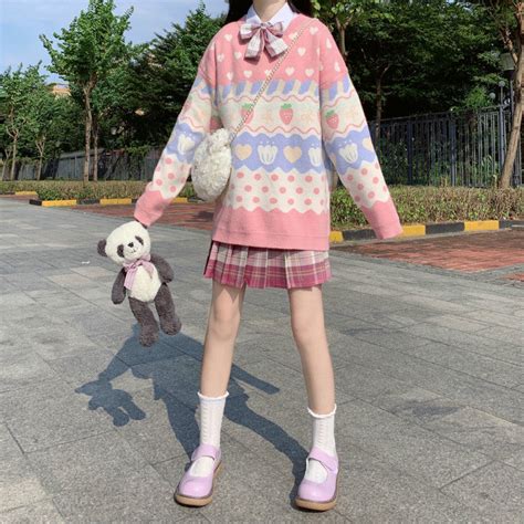 Pastel Kawaii Aesthetic Strawberry Fairy Kei Sweater Kawaii Fashion