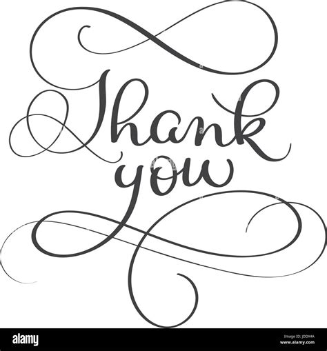 Thank You Words On White Background Hand Drawn Calligraphy Lettering