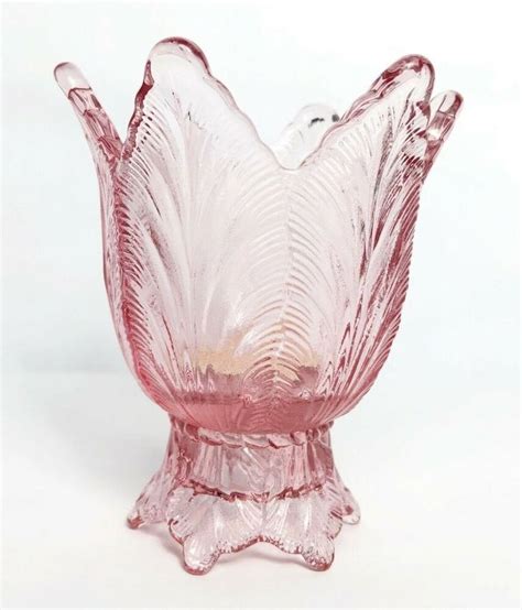 fenton glass pink leaf tulip flower shape 2 way reversible taper candle votive fenton