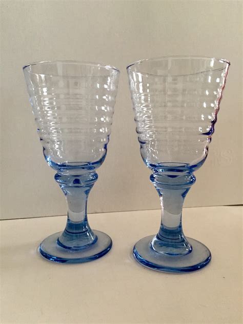 Vintage Blue Glass Goblets