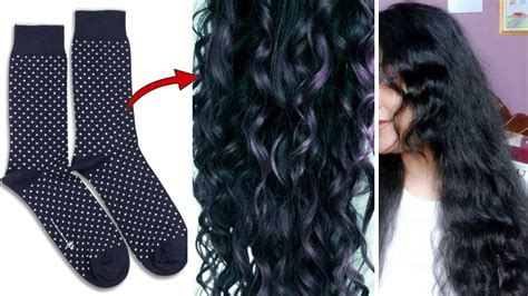 how to curls hair using sock heatless curl easy no heat curls youtube