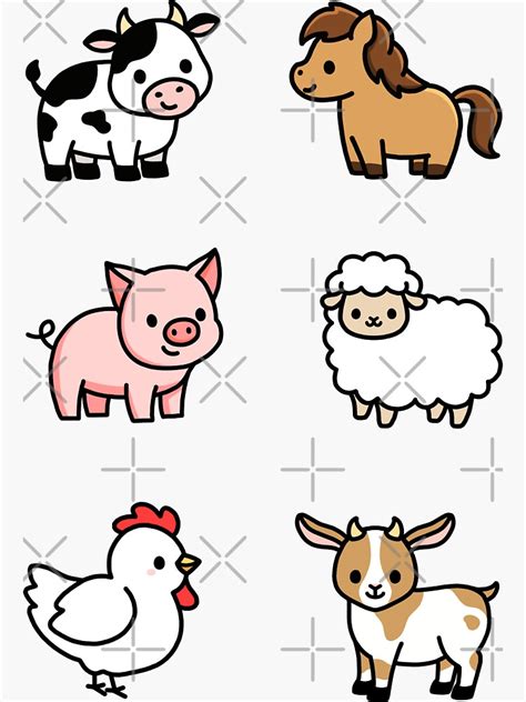 Farm Animal Sticker Pack Sticker For Sale By Littlemandyart Redbubble