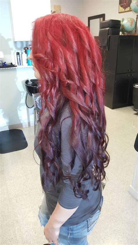 Reverse Ombre Red Black Long Hair Long Hair Styles Reverse Ombre