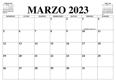 Marzo 2023 Calendario 2023 Calendar