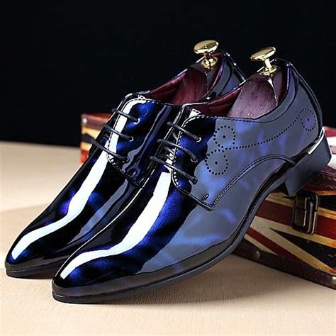 Mens Printed Oxfords Patent Leather Fall Winter Oxfords Black