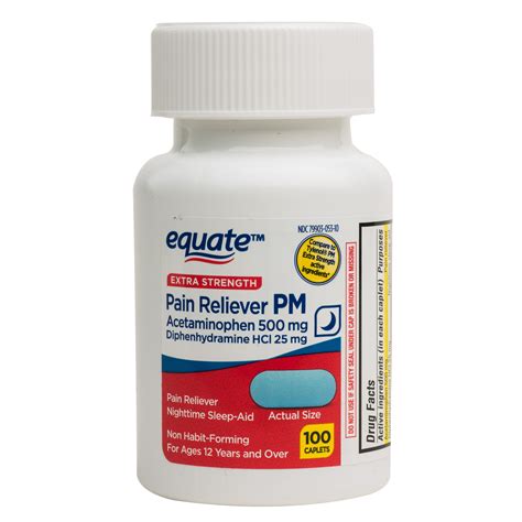 Equate Extra Strength Pain Reliever Pm Acetaminophen With