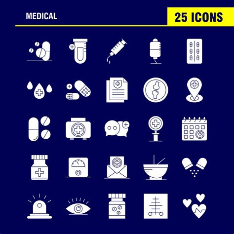 Medical Solid Glyph Icons Set For Infographics Mobile Uxui Kit And