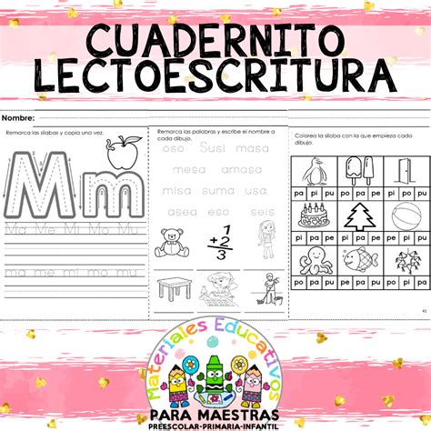 Cuaderno Lectoescritura Preescolar Materiales Educativos Para Maestras