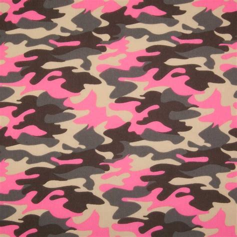 Pink Camouflage Print Polycotton Fabric Fabric Love