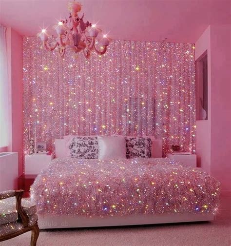 Pink Aesthetic Room With Glitter Wallpaper