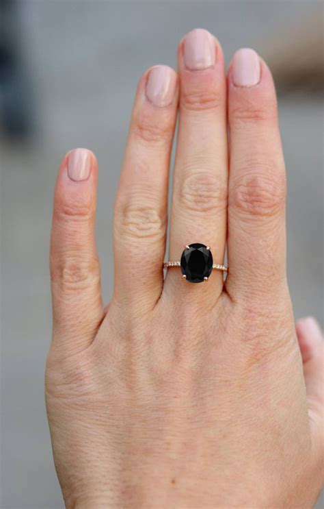 Women Black Onyx Engagement Ring Unique Black Onyx Wedding Etsy