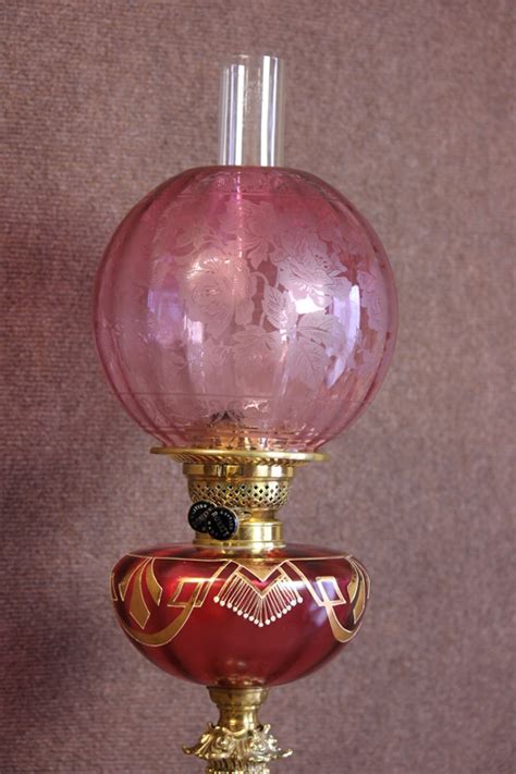 Antique Antique Victorian Cranberry Oil Lamp Antiquescouk