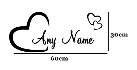 Personalized Name Heart Wall Sticker Wall Decal Personalised Etsy