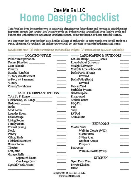 Printable New House Checklist