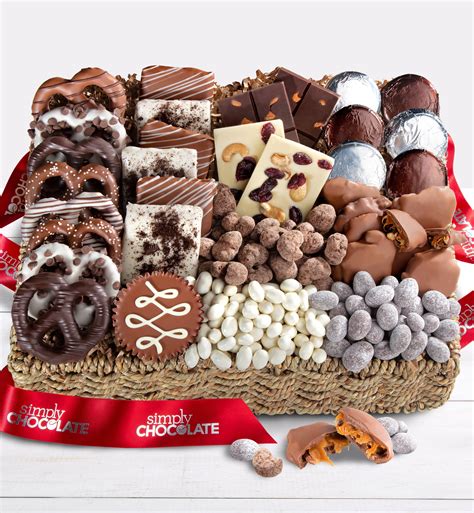 Simply Chocolate Deluxe Nuts And Confections Basket Simply Chocolate