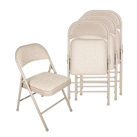 Apex Garden Deluxe Fabric Padded Folding Chair Set Of 4 Beige