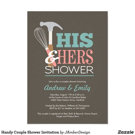 his and hers handy wedding couple bridal shower invitation zazzle couples shower invitations