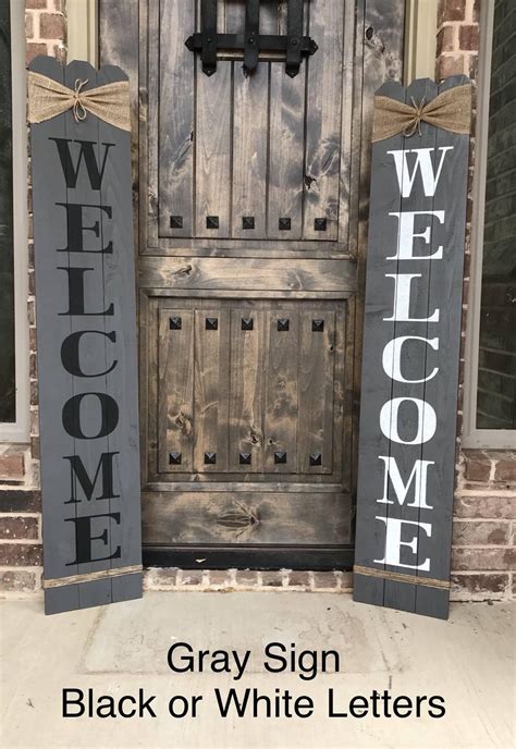 Farmhouse Rustic Wood Welcome Sign Vertical Wooden Welcome Sign